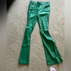 green leather pants